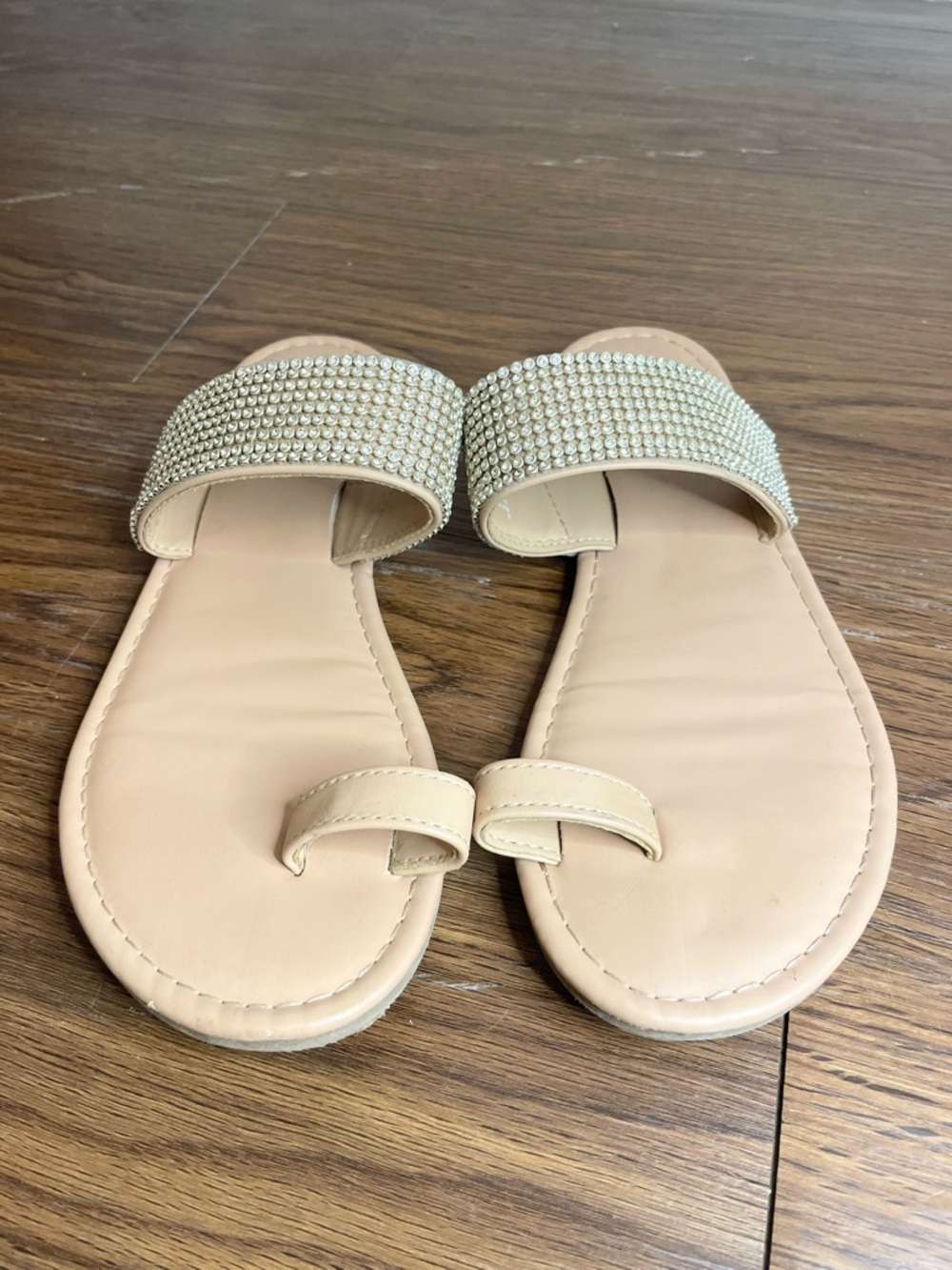 Shade & Shore Rhinestone Slide Sandals Coastal Glam Size 8